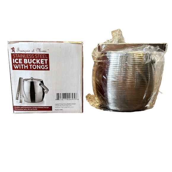 Ice Bucket with Tongs from Francois et Mimi, NWOT, NIB - Picture 5 of 10
